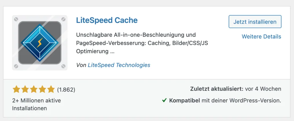 Cache Plugins für WordPress in der Übersicht LiteSpeed Cache WordPress Cache Plugin