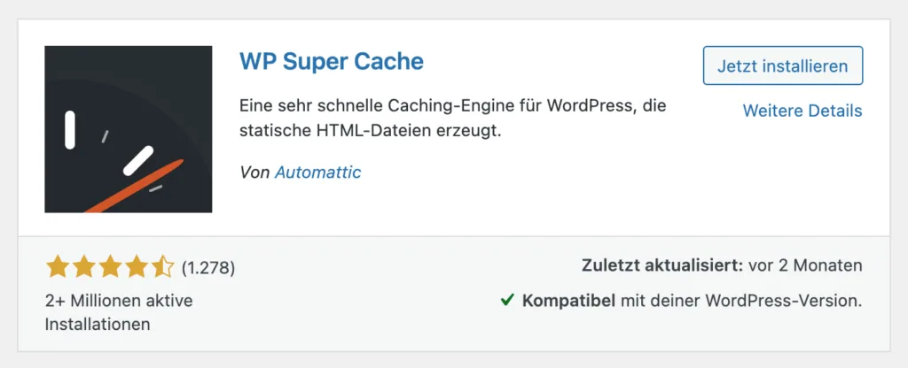 Cache Plugins für WordPress in der Übersicht WP Super Cache WordPress Cache Plugin