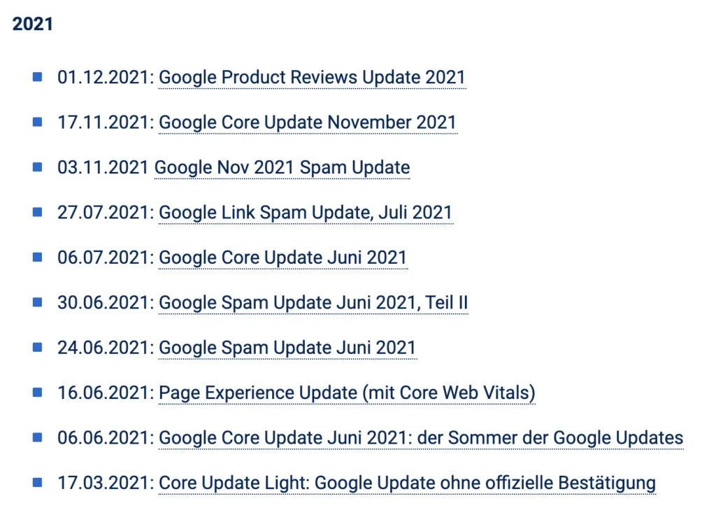 SEO Grundlagen für Anfänger Google Updates Sistrix
