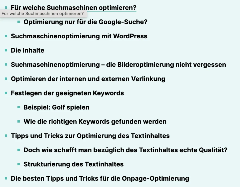 SEO Grundlagen für Anfänger Überschriftenstruktur