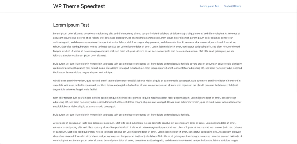 WordPress Speed Test WP Speedtest Startseite Astra Pro