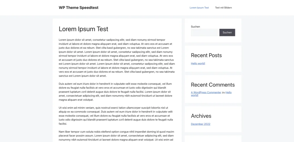 WordPress Speed Test WP Speedtest Startseite GeneratePress Pro