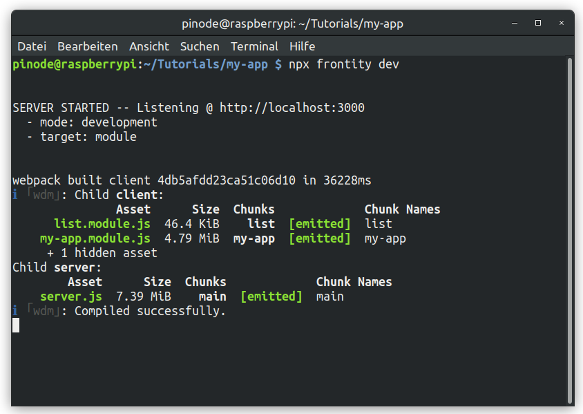 Frontity Anleitung Server im Development Mode gestartet Frontity Anleitung Server im Development Mode gestartet