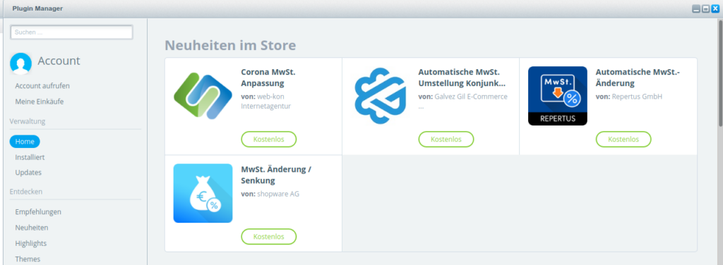 Shopware verschiedene Steuertools Shopware verschiedene Steuertools