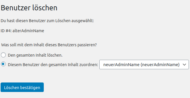 Benutzer Inhalte übertragen Benutzer Inhalte übertragen