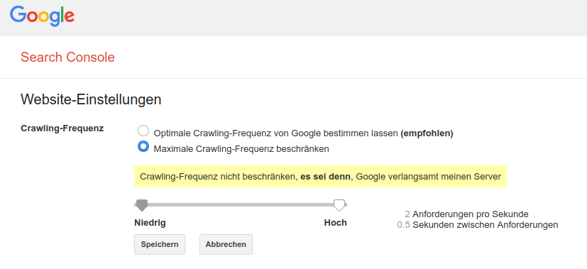 Google Crawl Rate einstellen Google Crawl Rate einstellen