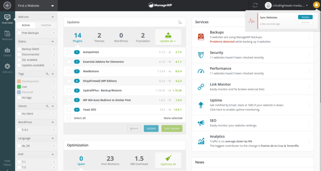 ManageWP Backend ManageWP Backend