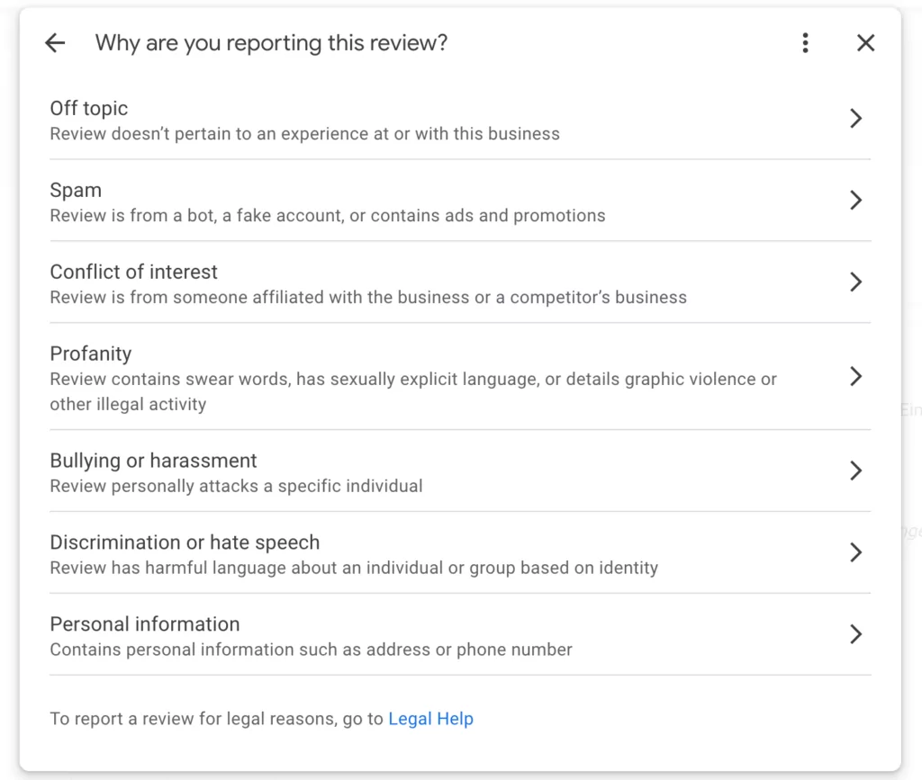 Bewertungen reporten bei Google