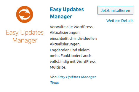 WordPress Updates – richtig aktualisieren Easy Update Manager WordPress Update