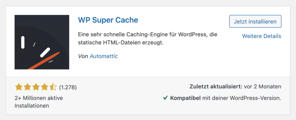 Cache Plugins für WordPress in der Übersicht WP Super Cache WordPress Cache Plugin
