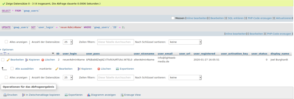 WordPress Benutzername ändern wp users umschreiben WordPress Benutzername WordPress Benutzername ändern wp users umschreiben WordPress Benutzername