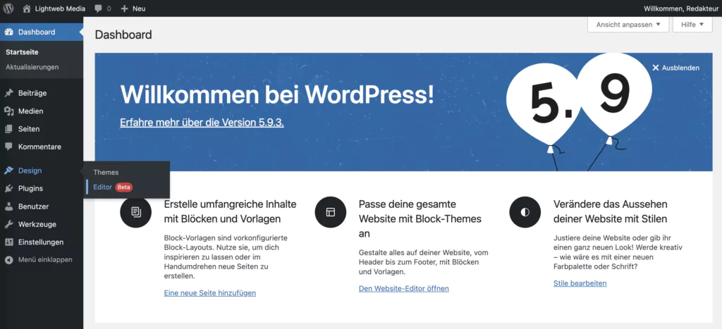 Theme Editor in WordPress 5.9