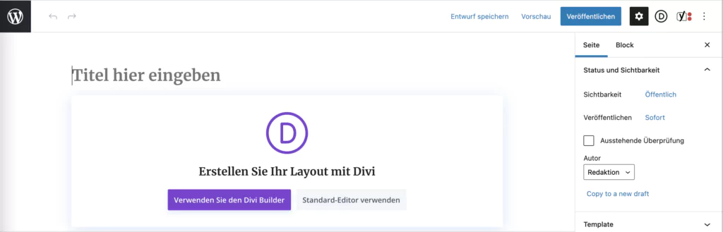 WordPress Divi Theme mit Divi Page Builder Mit Divi eine Seite erstellen