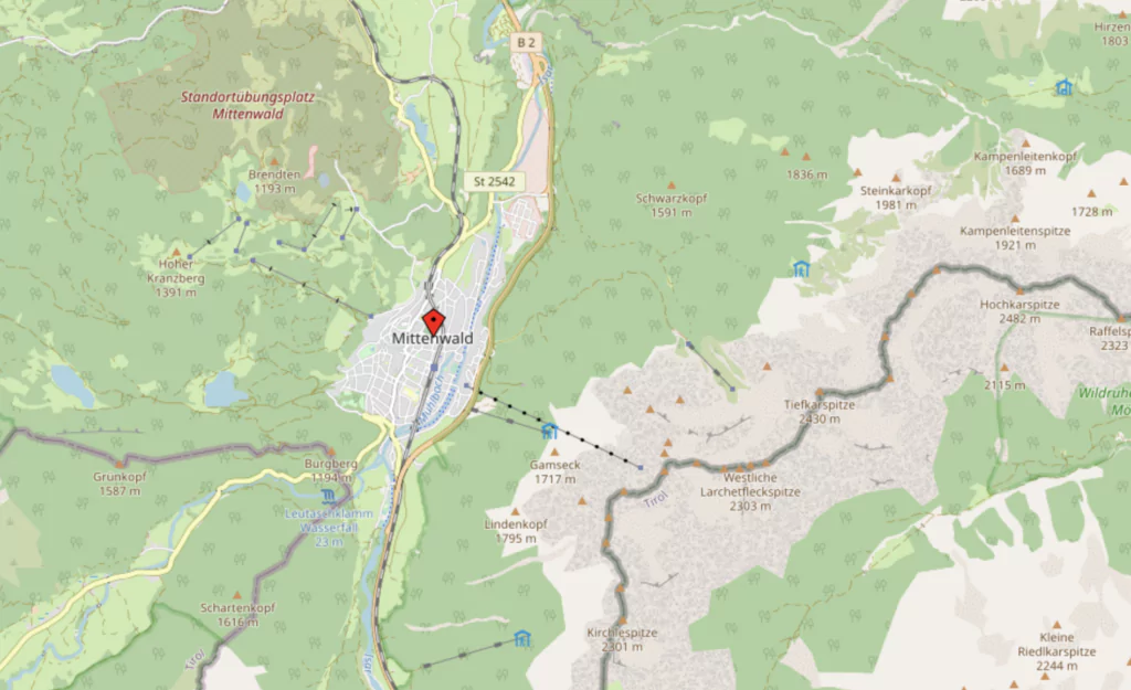 Alternativen zu Google Maps: Open Street Map und JsonBix OpenStreetMap Mittenwald