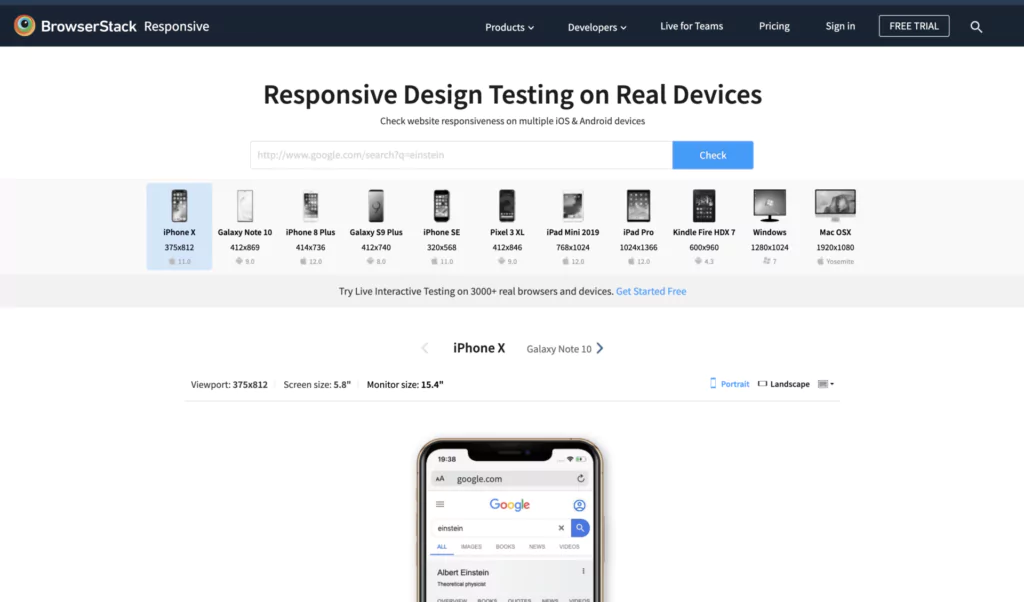Website Responsiveness testen responsivness testen