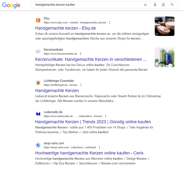 Organische Suchergebnisse auf Google - Lightweb-media.de