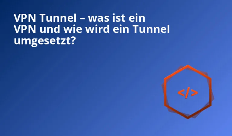 blaues hintergrundbild mit dem text über vpn-tunnel und einem orangefarbenen symbol.